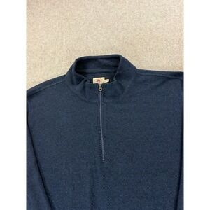 Faherty Cotton Blend Quarter Zip Pullover Sweater (Men's 2XL) Blue